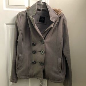 Faded Glory gray coat with fur hood